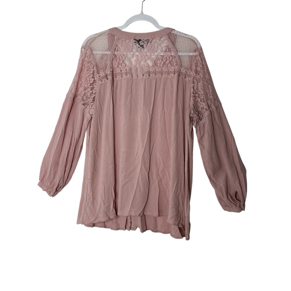 Roaman's Pink Ruffled Buttoned Blouse - Picture 2 of 6